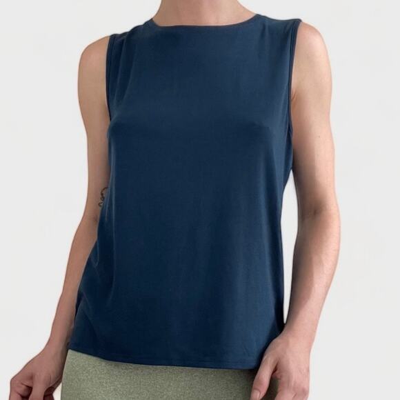 Athleta Tops - Athleta Soft Open Cutout Wrap Back Blue Tank Top